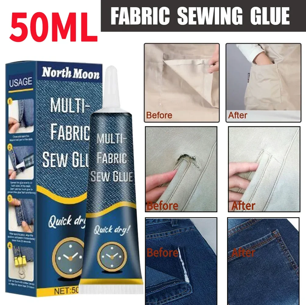 Fabric Glue 50ml Fabric Glue Quick Dry Fabric Patching Glue Versatile Repair Seam Adhesive Waterproof for Clothing Textiles