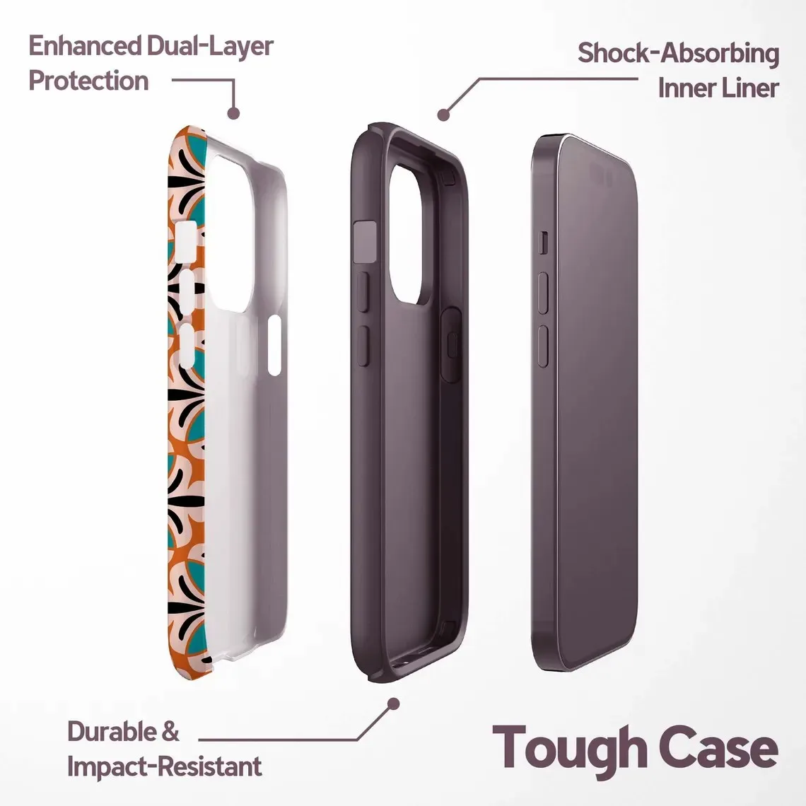 Vintage-Inspired Double-Layer Luxury Phone Case with Graphic Design