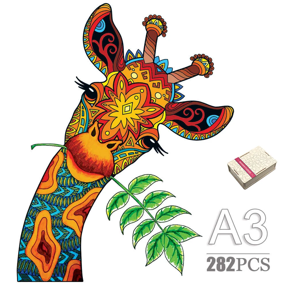Wooden puzzles adults christmas wooden puzzle adults giraffe wooden