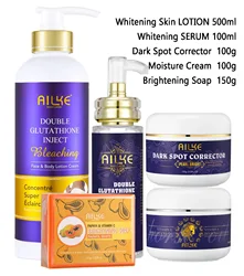 AILKE Radiant Glow Women's Skincare Kit: Brightening & Nourishing Essentials with Lotion, Serum, Dark Spot Cream, Body Cream, and Soap (5 in 1 Set)