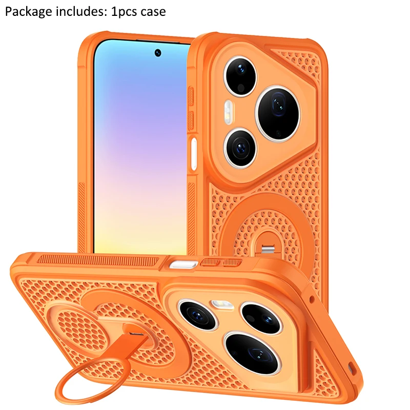 Magnetic Mesh Heat Dissipation Case with 360° Rotating Ring Holder and Magsafe Compatibility