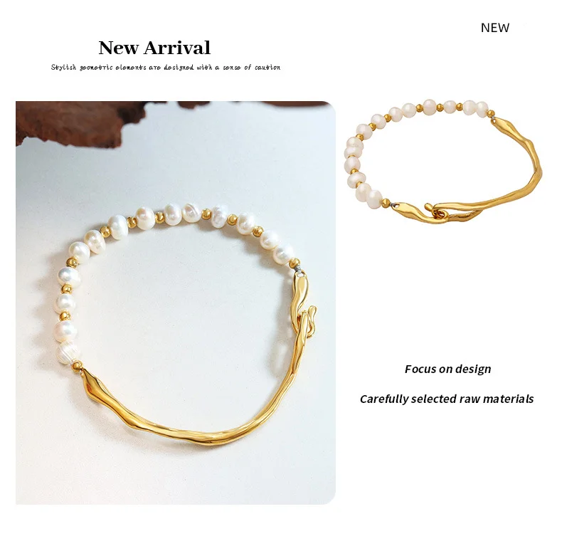 Bracciale in acciaio al titanio con perla d acqua dolce_voghion.com