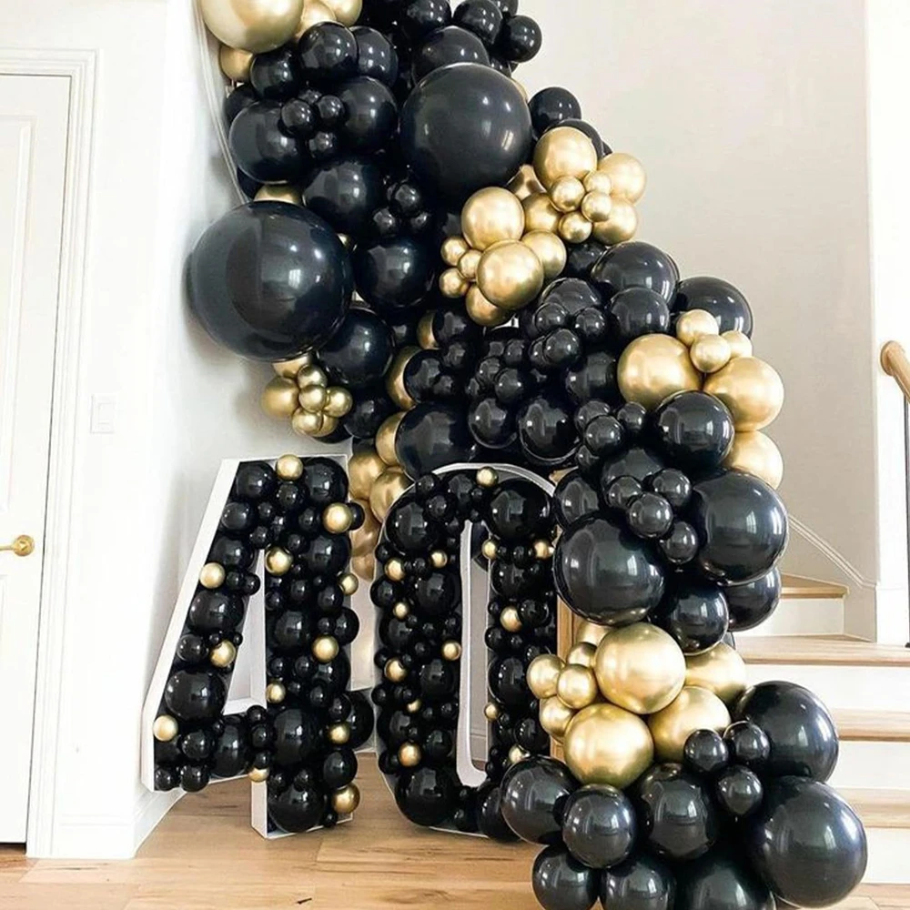 

109Pcs Different Sizes Metallic Gold Black Latex Balloons Garland Arch Kit for Birthday Wedding Baby Shower Party Decoration