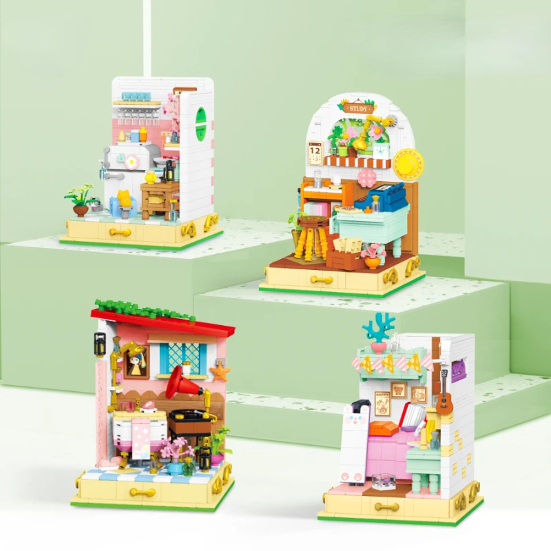 

Creative Building Blocks City Architecture Bricks Compatible City Friends Fairytale Town Model Construction Toys for Children
