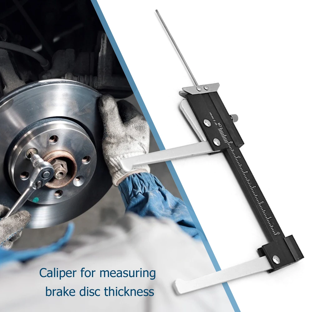 Car Wheel Brake Disc Gauge Ruler Stainless Steel Brake Disc Thickness Wear Depth Clamping Caliper Fixed Measurement Tool 2
