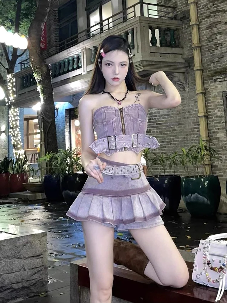 

Women's Pleated Princess Short Skirt, Sexy and Slimming Skirt, High Waisted, New dopamine wearing Purple, Summer, 2024