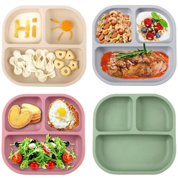3-Grid Silicone Baby Dining Plate 1