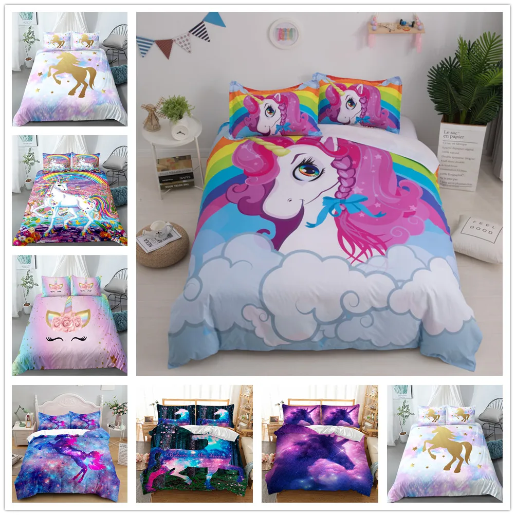 

Featured Smile Unicorn Pink Princess Duvet Cover Set King Queen Full Twin Size Bed Linen Set