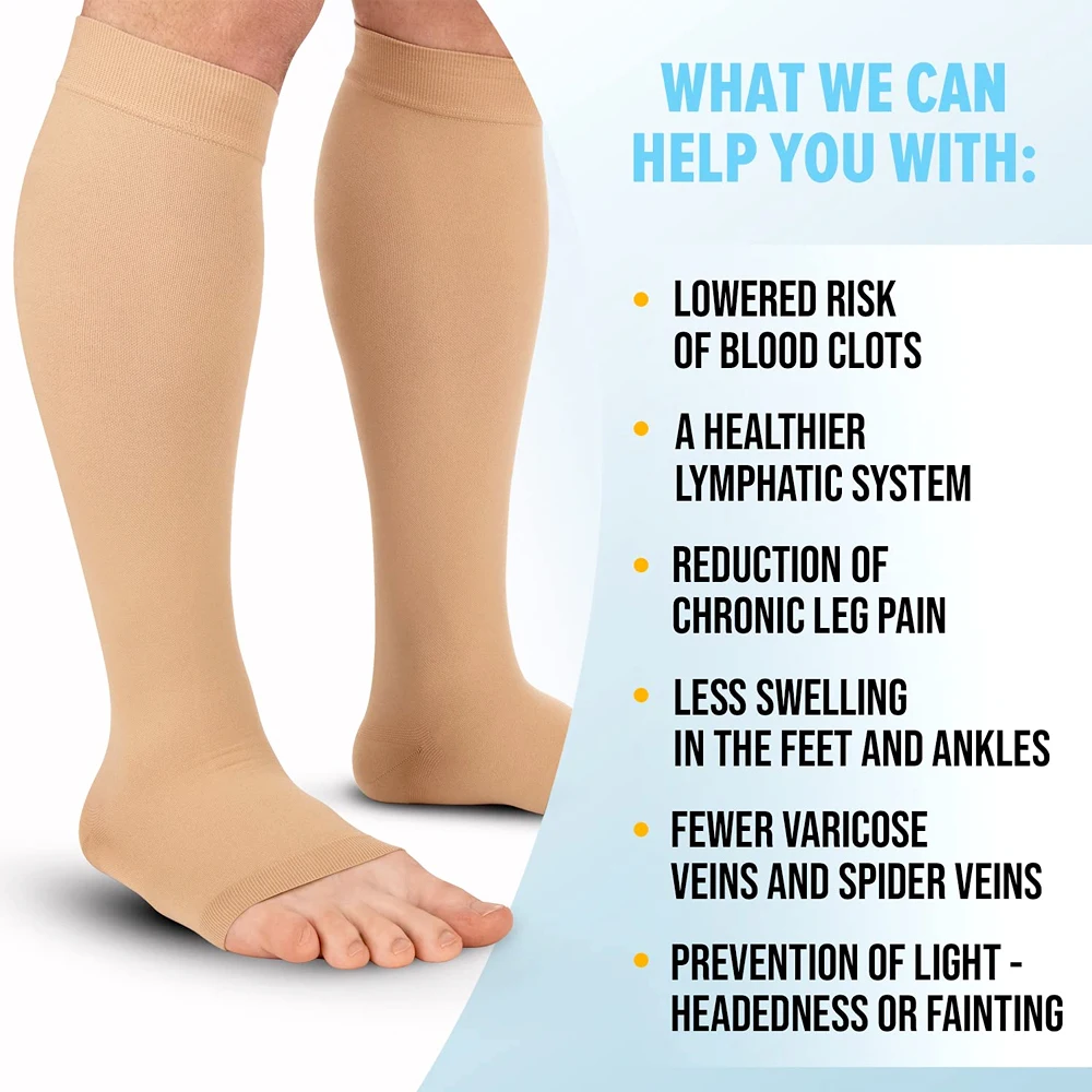 Plus Size Leg Sleeve Support Socks 20-30 mmHg Compression Socks For Women & Men Graduated Compression & Soothing Relief 1 Pair calf compression sleeve