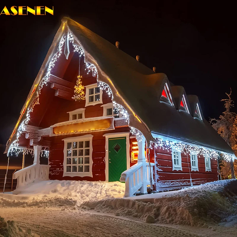 

Outdoor Christmas Decoration Street Garland on The House Led Curtain Icicle String Lights Droop 5m/10m EU/US/UK Plug Chain Light