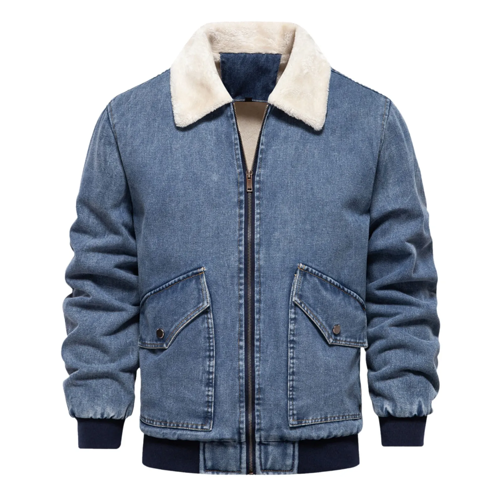 

Winter Jean Jackets Men Outerwear Warm Denim Coats New Men Large Size Wool Liner Thicker Winter Multi-pocke Jackets Size S-3XL