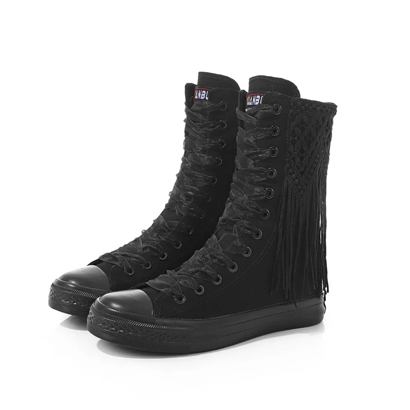 

2023 New Medium Canvas Shoes Popular Tassel Decoration Dance Shoes Canvas Boots Female Designer Sneakers for Women