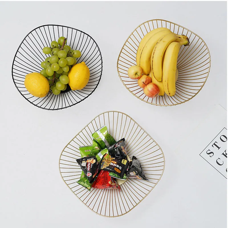 

Nordic Ins Iron Art Kitchen Basket, Modern Creative Drain Basket, Home Living Room Candy Snack Fruit Plate