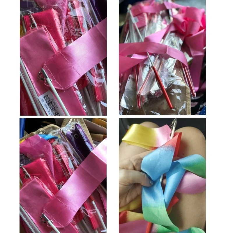 Colorful Gym Ribbons 4M Dance Ribbon Rhythmic Art Gymnastics Ballet Streamer Twirling Rod Rainbow Stick Training gymnastics ribbon gymnastics streamer rod gymnastics dance accessories