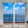 2Pcs Seaside Landscape Curtains Sea Walkway Fence Bueatiful Popular Curtain Suitable For Living Room Bedroom Bar 4