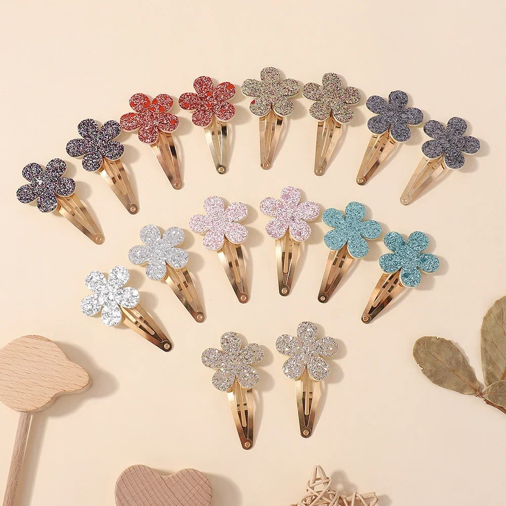 16Pcs Shiny Flower Rabbit BB Hair Clips for Cute Girls Handmade Hairpins Barrettes Headwear Fashion Kids Baby Hair Accessories 3