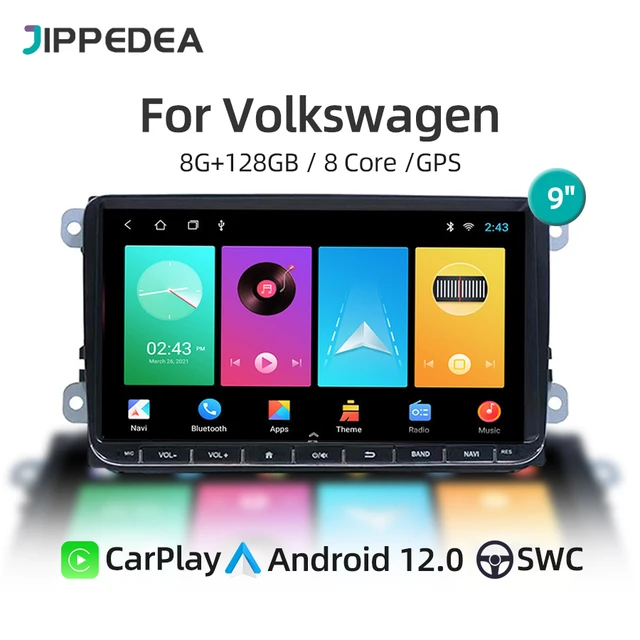 Carplay 8 Android 12.0 128G 8G RAM Car Audio DVD autoradio for VW