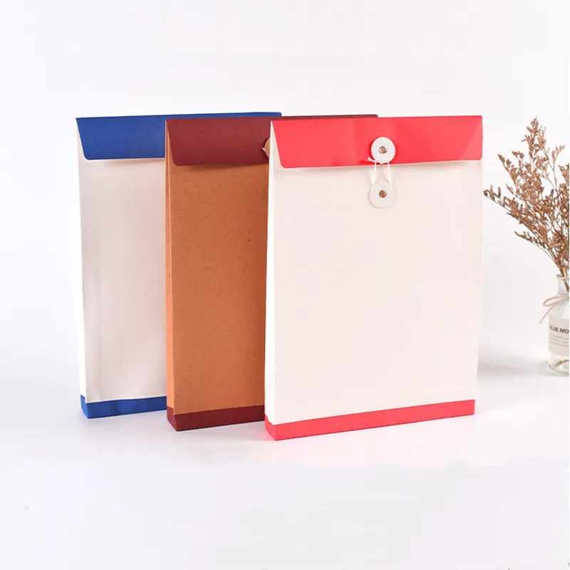 100 Stücke A4 Braun Kraftpapier Aktenhalter Umschlag Taschen Dokumentenaufbewahrung Organizer Umschläge Mit Schnur Schule Büro Ordner Tasche – Detail 1