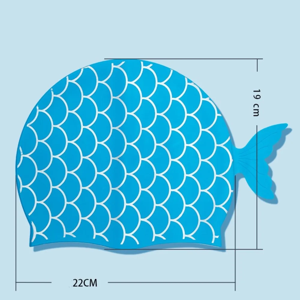 Cartoon Mermaid Tail Swimming Cap Silicone Swimming Cap Waterproof Swim Hat Kids Girls Free-diving Surfing Swimming Accesories 5