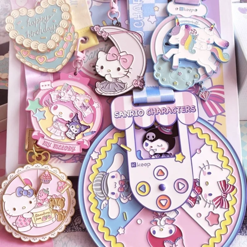 

Sanrio peripheral animation My melody Kuromi badge cartoon full series keep medal turntable creative girl jewelry birthday gift