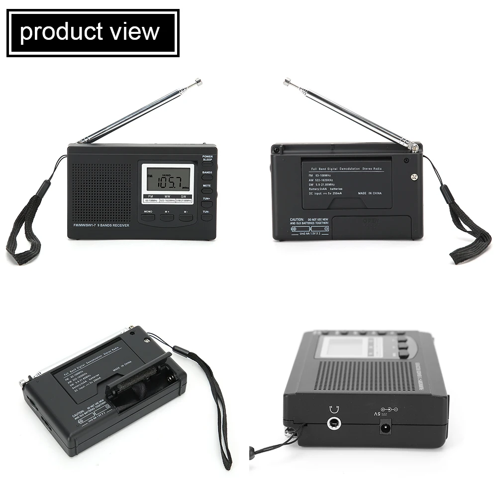 Portable Mini Radios FM/MW/SW Receiver with Digital Alarm Clock FM Radio Receiver Radio Portable Radio Stereo Speaker