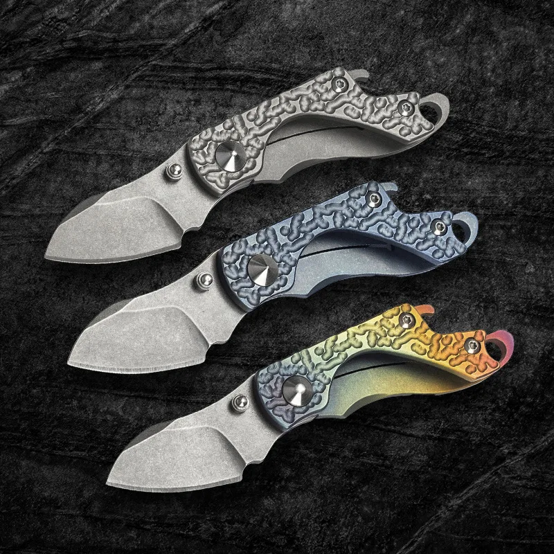 CNCTitaniumAlloyFoldingKnifeS35VNSteelBladePendantPocket