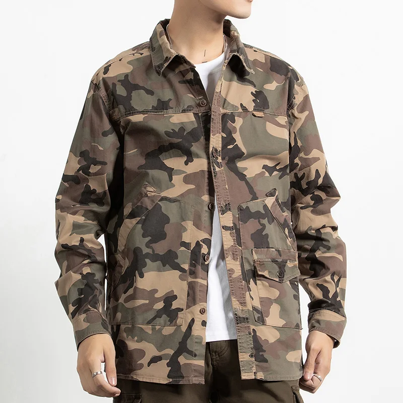 Autumn Men's Camouflage Military Shirts Relaxed Fit Long Sleeves - Image 3