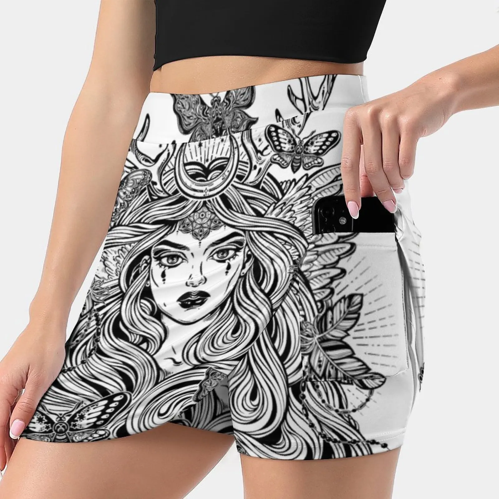 

Shaman Elf Magic Woman With Deer Antlers And Long Hair , Korean Fashion Skirt Summer Skirts For Women Light Proof Trouser Skirt