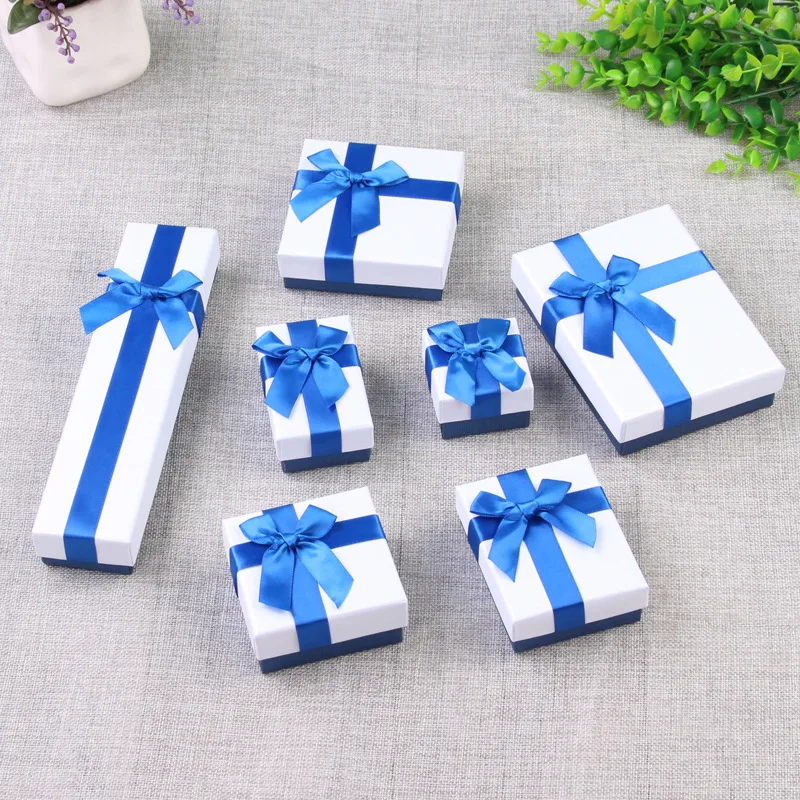Tragbare Etuis, 24 Stück/Lot, Schmuck-Organizer-Box für Perlenringe, Ohrringe, Halsketten, mit blauer Schleife, für Hochzeit, Reisen, Business – Detail 4