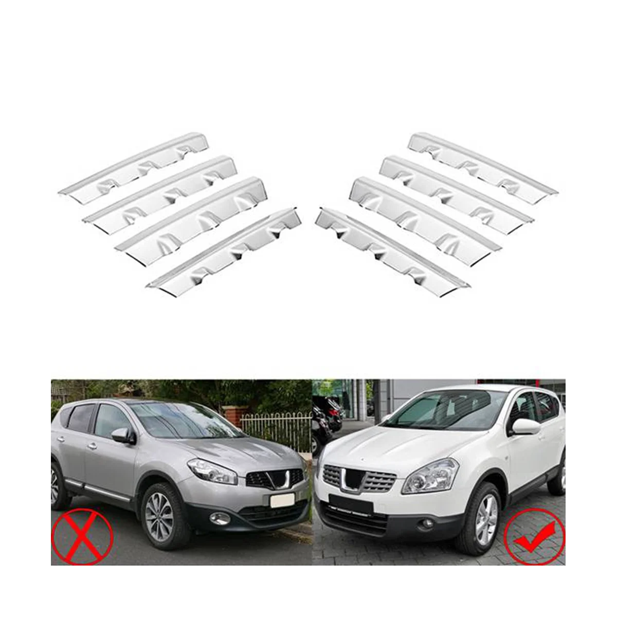 Car Chrome Griglia Anteriore Trim Cover Anteriore Center Grill Trim Misura Per Nissan Qashqai J10 2008-2011 Car Styling