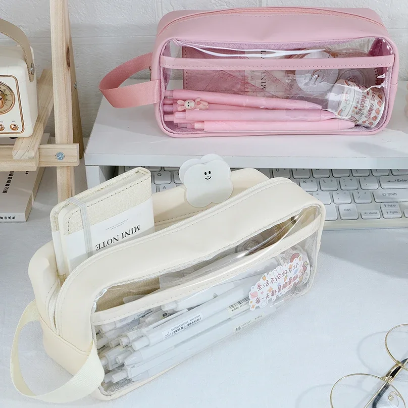 투명 연필 케이스 대용량 연필 주머니 학교 용품 펜 케이스 Trousse Estuches Escolares 편지지 연필 케이스