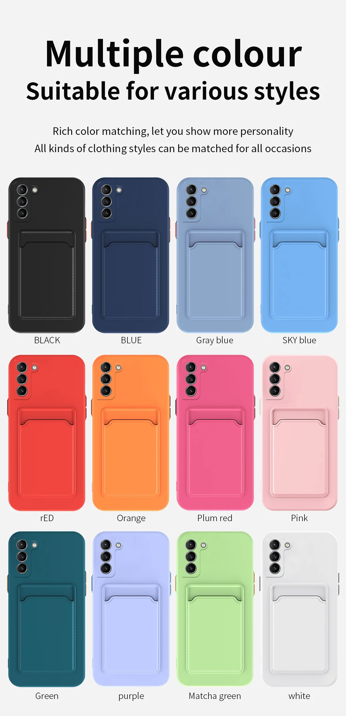 Étui portefeuille fin en TPU avec porte-cartes pour Samsung Galaxy S22, S21, S20 FE, Note 20, 10 Ultra Plus, A32, A42, A52, A72_voghion.com