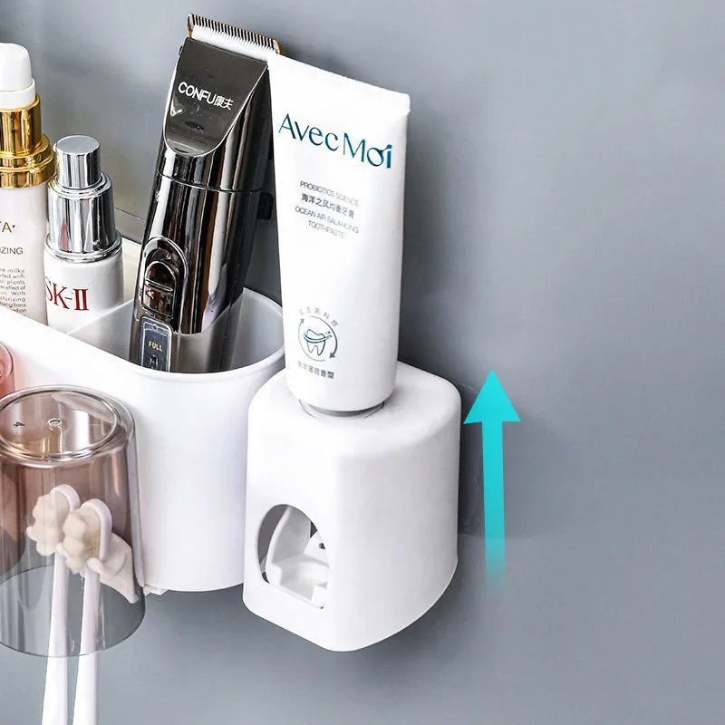 Toothbrush Holder Wall Set, Toothbrush Cup, Mouthwash Cup, Toothpaste Squeezer, Tooth Household Washing Table Shelf Rack
