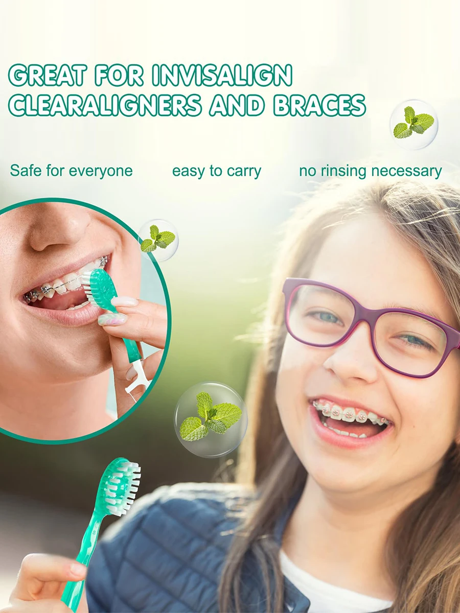 Description Picture 5 of item2 IN 1 Mini Fragrance Toothbrush Fruit Flavor Exploded Bead Toothbrush Portable Dental floss Hotel Travel Disposable Toothbrush