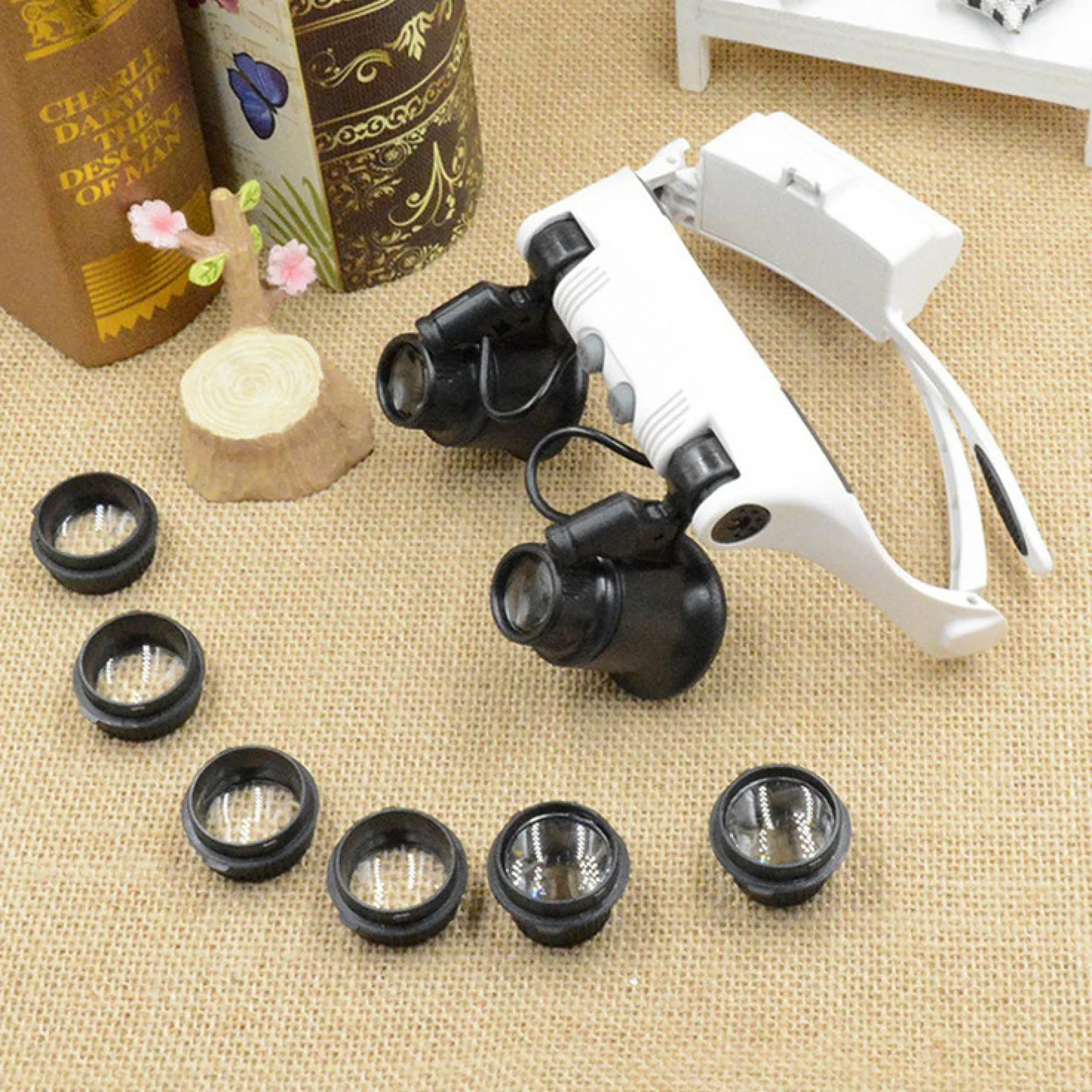 LED Magnifier 10X 15X 20X 25X Double Eye Jewelery Watch Repair Tools LED Lanp Loupes Watchmaker Strap Microscope Glasses