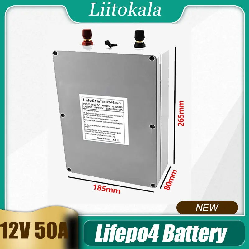 

LiitoKala 12 В 50 Ач глубокий цикл LiFePO4 перезаряжаемый аккумулятор 12,8 В 50 Ач срок службы 4000 с встроенной защитой BMS