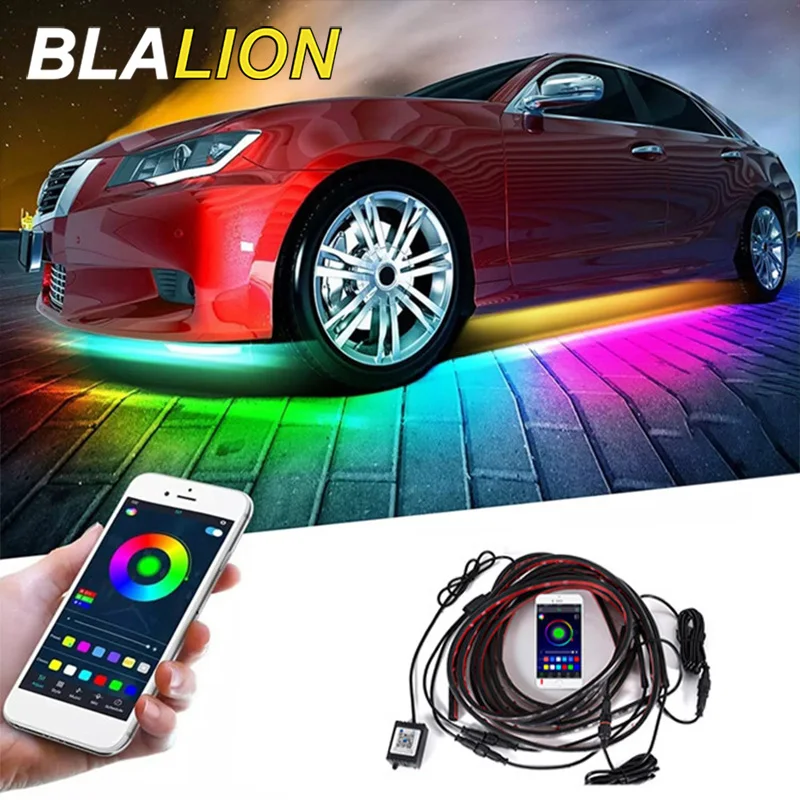 Kit de luces LED para Chasis de coche, lámpara de neón de 12V, iluminación  debajo del cuerpo, luz LED de atmósfera, aplicación de Control de sonido,  tiras flexibles RGB - AliExpress