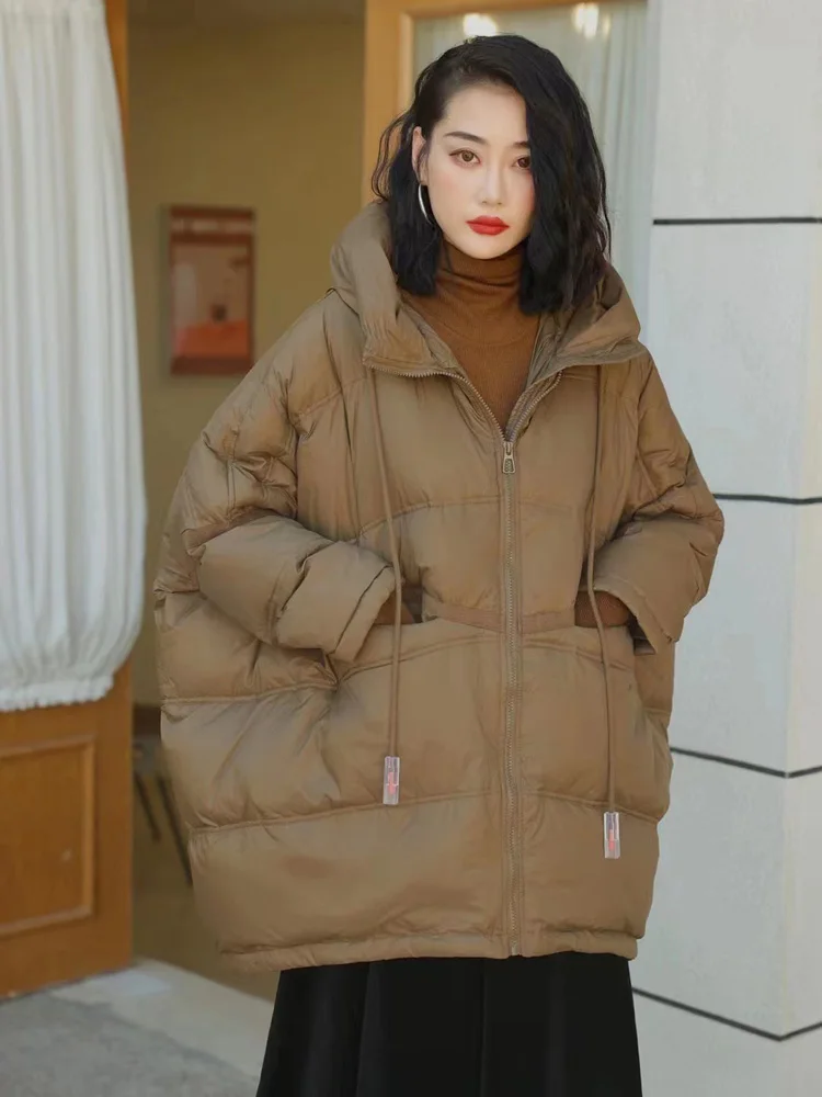 Janveny 90% White Duck Down Jacket Women Winter Long Puffer Coat Hooded Thicken Female Warm Loose Korean Warm Feather Parkas