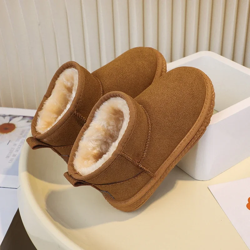 Children Snow Boots Boys Girls Big Kids Autumn Winter Warm Thermal Thick Plush Cotton Ankle Boots 2025 New Classic Size 26-37