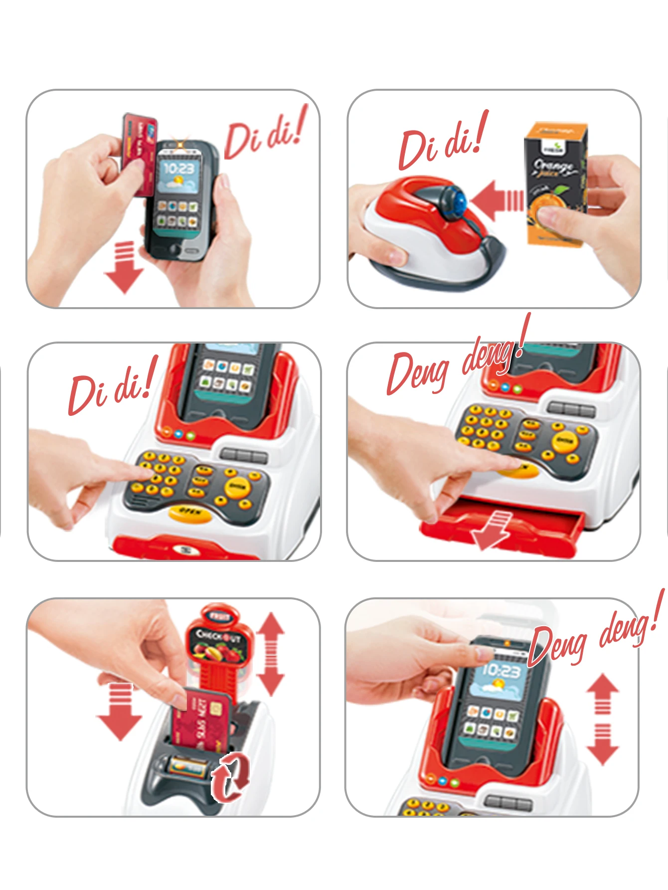 Grocery Store Pretend Play Electronic Toy Kids Cash Register, Grocery Supermarket Playset Play Cash Register 4