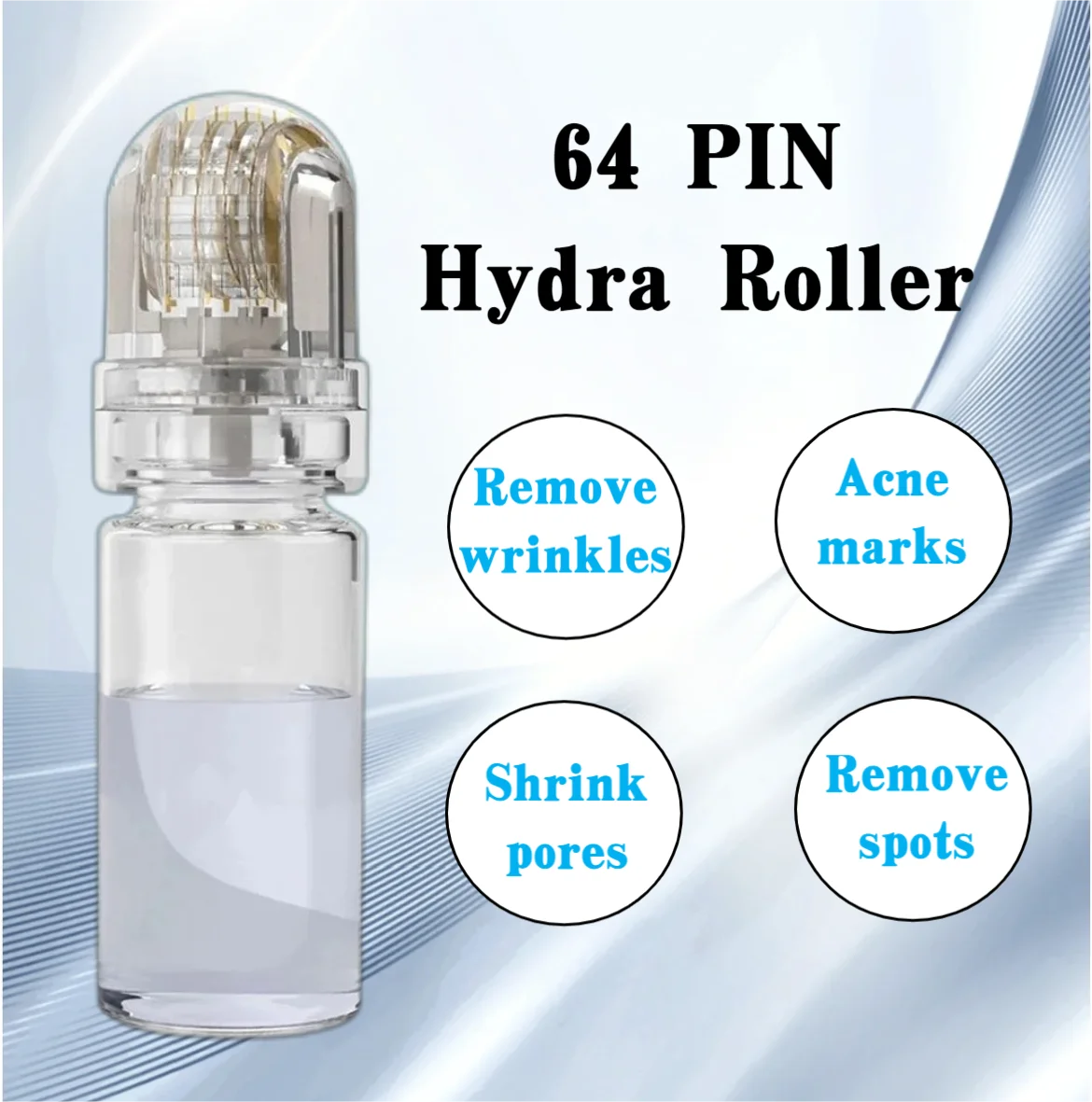 Derma Roller 64 Pins Micro titanium need tips skin care Anti aging whitening bottle roller serum reusable derma roller