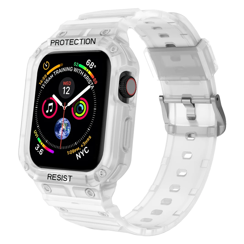 

Case+Strap For Apple Watch band 44mm 40mm 45mm 41mm 38mm 42mm Silicone TPU Protective Cover bracelet iWatch series 3 4 5 6 se 7