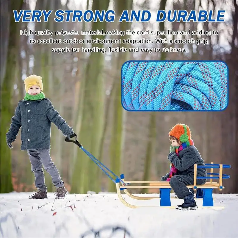 Sled Pull Rope Winter Sled Pull Rope Set Snow Lead 13FT Children Drag Cord with Carabiner for Dinghy