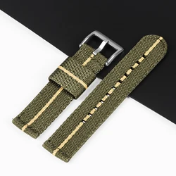 Quick Release Nylon Strap - Durable Woven Canvas Fabric Band for Men’s Military Sport Watches (Green beige)