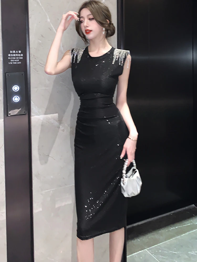 【韓国 Attends】Attends  sleeveless dress (Black) Amazon.com: LMSXCT 2023 Women Sexy Ruffles One Shoulder