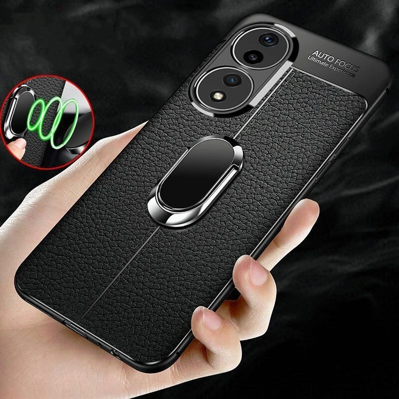 Luxury Shockproof Magnetic Phone Case with Holder Ring - Soft Silicone TPU Bumper