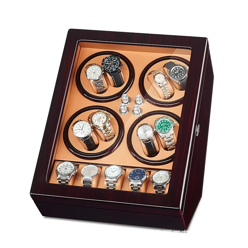 

8+5 Wood Fully Automatic Mechanical Watch Winder Box Rotator Watches Winding Cabinet Clock Casket Organize Display Storage Boxes