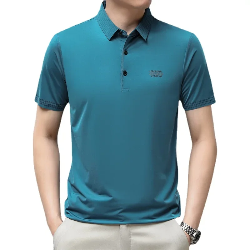 반팔 폴로 셔츠, 비즈니스 캐주얼 단색 하이 퀄리티 라펠, 남성 상의, 데일리 티셔츠