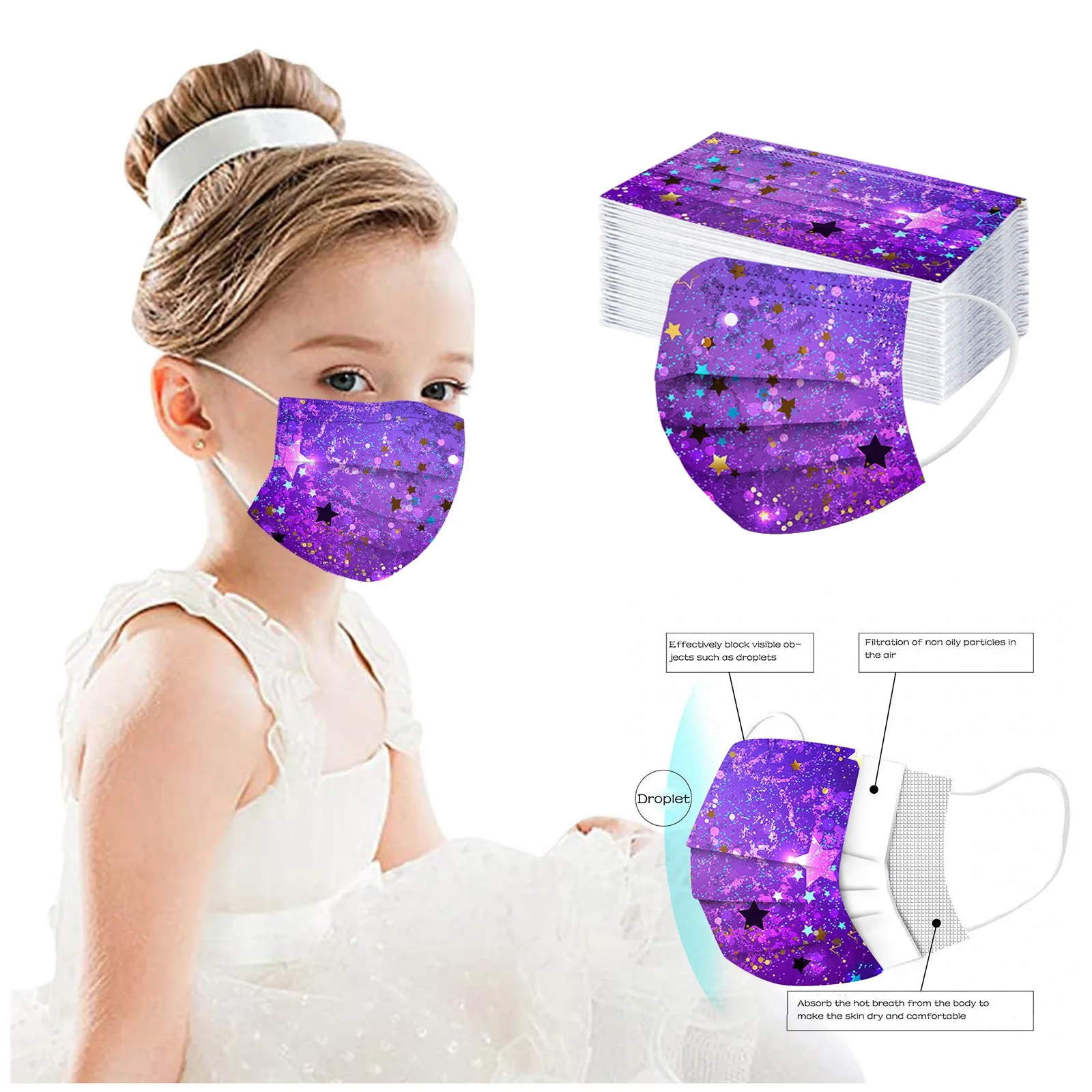 Child Kids Mask Disposable Face Mask Industrial 3Ply Ear Loop 50PC