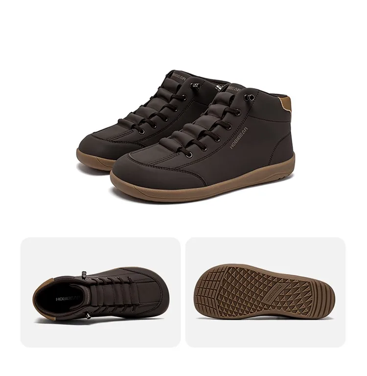 נעלי HOBIBEAR Mid Top Barefoot לגברים ונשים עם קדמה רחבה, מגפי קרסול לחוץ, עשויות מעור מלא אנטי החלקה
